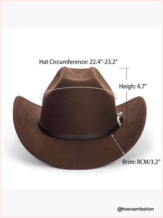 Western Cowboy Hat with Buckle Detailing Wide Brim Unisex main image 6